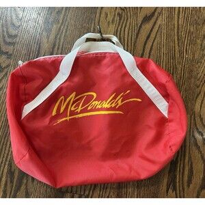 Vintage McDonalds Nylon Duffel Roll Bag Rare Red Functional No Shoulder Strap